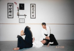 Sensei Tom Brooks doing technique on a fellow instructor.