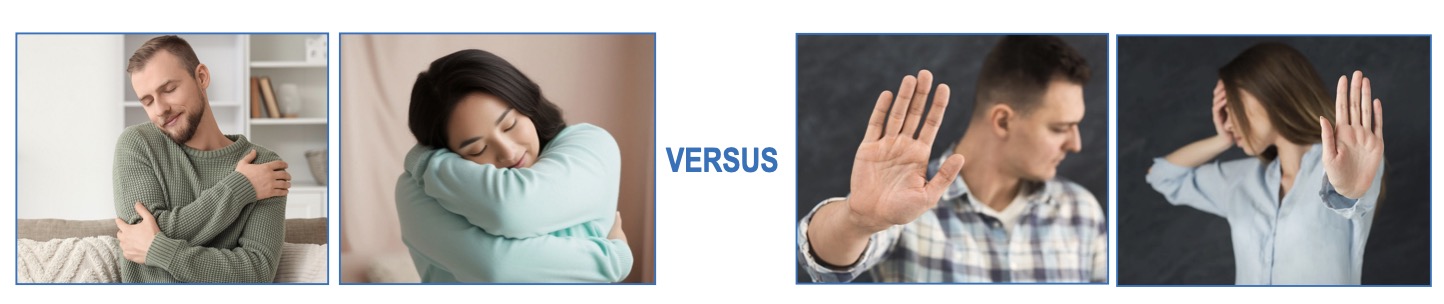 Photos showing self-support vs photos showing someone distancing themselves