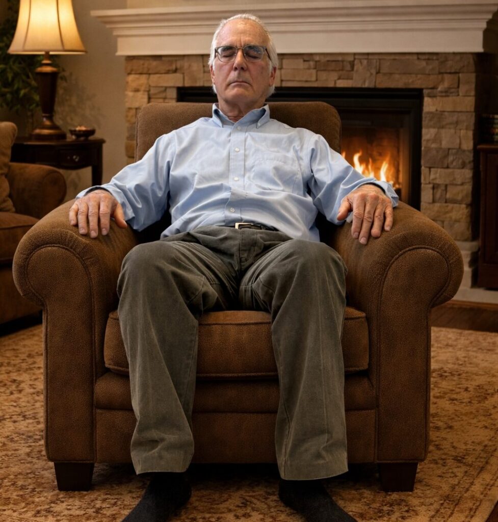 A man sitting in an armchair