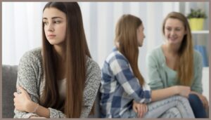 A woman is left out of a conversation between two other women